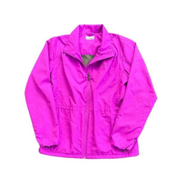 Columbia Full Zip fuchsia fleece lined athleisure windbreaker jacket women’s M - Picture 5 of 7